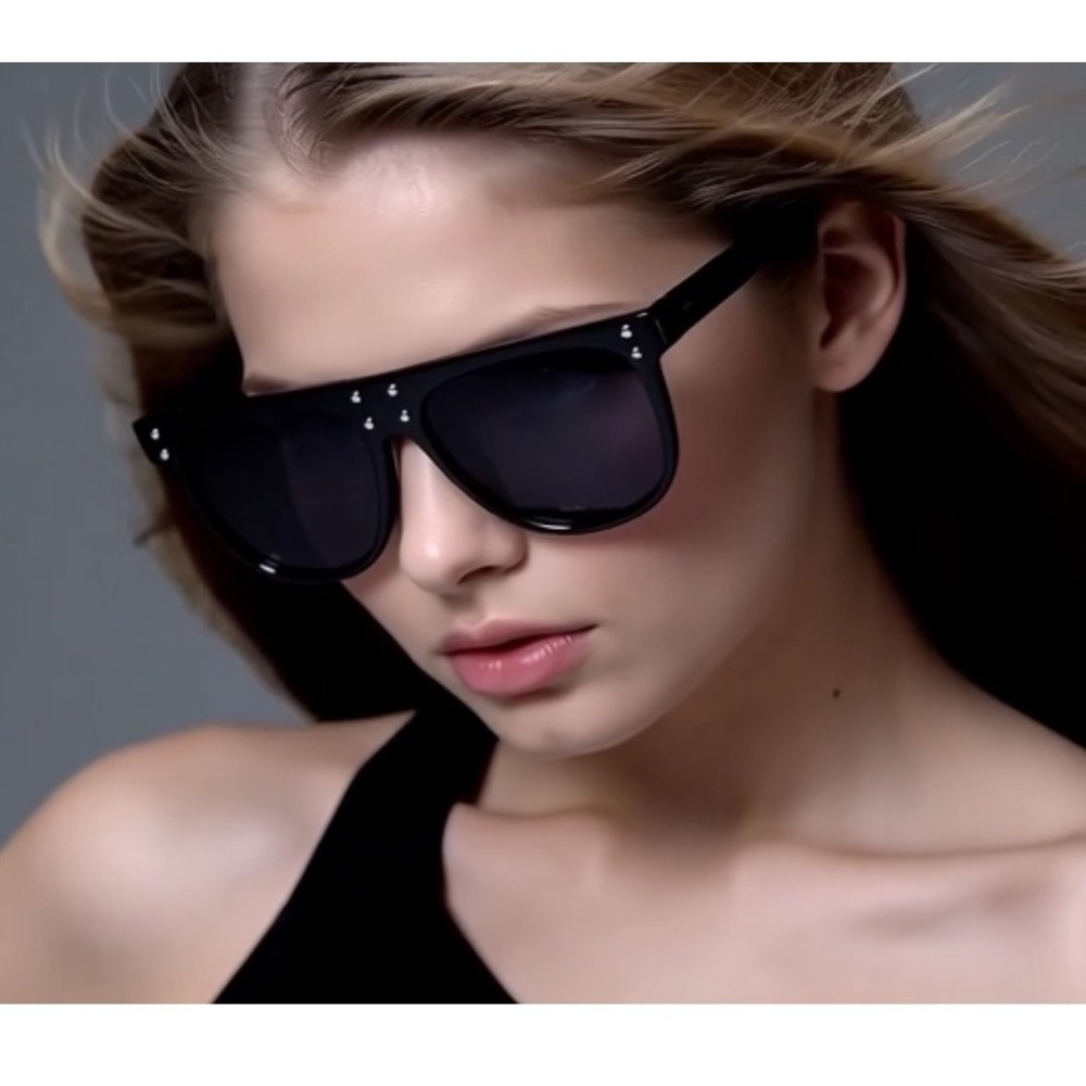 Women Sunglasses Black Lens Luxury Style Elegant Flat Lens Oversized Stylish New
